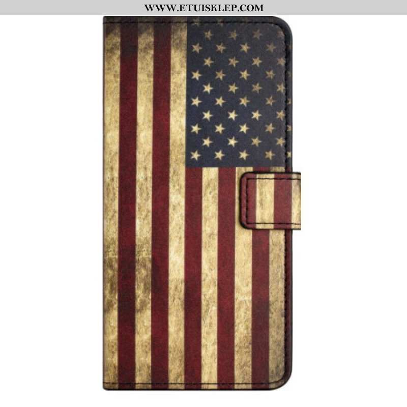 Etui Folio do iPhone 14 Pro Vintage Flaga Amerykańska